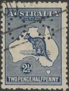 Stamp, Kangaroo and Map, Perforated OS, Australia,  , Mammals, Kangaroos, Animals (Fauna)