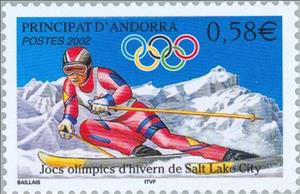 Stamp, Olympic Games- Salt Lake City, Andorra, French Administration,  , Special Occasions, Sport, Olympic Games, Skiing, Winter Sports