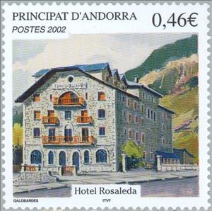 Stamp, Hotel, Rosaleda, Andorra, French Administration,  , Tourism, Hotels