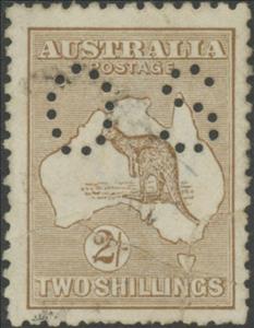 Stamp, Kangaroo and Map, Perforated OS, Australia,  , Mammals, Kangaroos, Animals (Fauna)