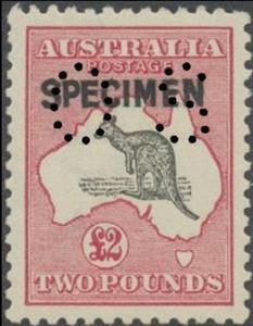 Stamp, Kangaroo and Map, Perforated OS, Australia,  , Mammals, Kangaroos, Animals (Fauna)