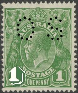 Stamp, Punctured OS, Australia,  , Kings