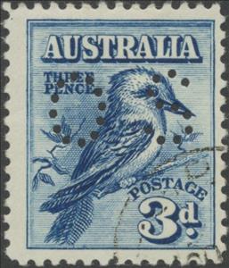 Stamp, Kookaburra (Dacelo novaeguineae), perforated OS, Australia,  , Birds, Kingfishers