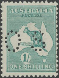 Stamp, Kangaroo and Map, Perforated OS, Australia,  , Mammals, Kangaroos, Animals (Fauna)