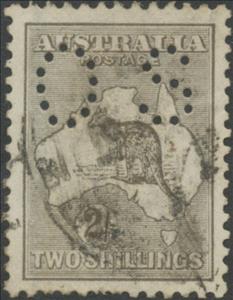 Stamp, Kangaroo and Map, Perforated OS, Australia,  , Mammals, Kangaroos, Animals (Fauna)