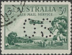 Stamp, Punctured OS, Australia,  , Sheep, Aviation, Aircrafts