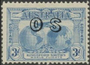 Stamp, Overprinted OS, Australia,  , Aviation, Globes, Aircrafts