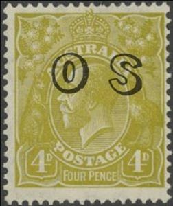 Stamp, Overprinted OS, Australia,  , Kings