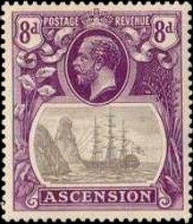 Stamp, Sailing ship, Ascension Island,  