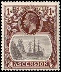 Stamp, Sailing ship, Ascension Island,  
