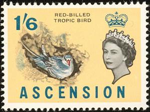 Stamp, Red-billed Tropicbird (Phaethon aethereus), Ascension Island,  , Birds, Queens, Animals (Fauna)