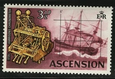 Stamp, Harrisons Chronometer, Ascension Island,  , Ships, Astronomy