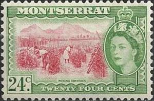 Stamp, Picking tomatoes, Montserrat,  , Agriculture, Queens