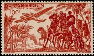Stamp, Cavalry and plane, Cameroun,  , Aviation, Aircrafts