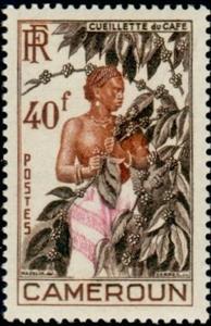 Stamp, Picking coffee beans, Cameroun,  , Crops, Coffee