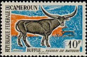 Stamp, Watussi Cattle (Bos primigenius taurus), Cameroun,  , Animals (Fauna)