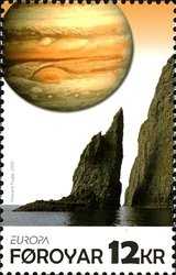 Stamp, EUROPA / C.E.P.T.: international year of astronomy, Faroe Islands,  , Landscapes, C.E.P.T., Astronomy, Rock