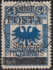Stamp, Revenues of the Austrian Administration with hollow Eagle dr, Albania,  