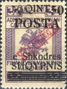 Stamp, Revenues of the Austrian Administration with hollow Eagle dr, Albania,  