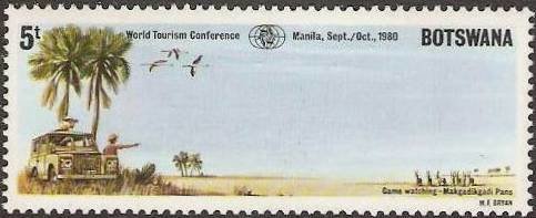 Stamp, Game Watching, Botswana,  , Palm-trees
