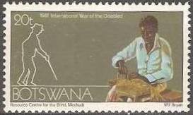 Stamp, Blind basket weaver, Botswana,  