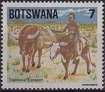 Stamp, Man riding ox, Botswana,  