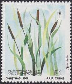 Stamp, Typha latifolia, Botswana,  