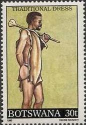 Stamp, Man riding ox, Botswana,  