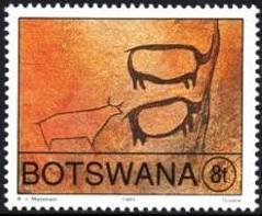 Stamp, Petroglyphs, Botswana,  , Stylized Animals, Rock Art and Cave Paintings