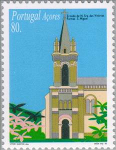Stamp, Architecture, Azores,  , Architecture, Buildings, Churches - Cathedrals - Basilicas - Chapels