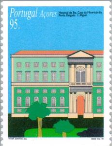 Stamp, Architecture, Azores,  , Healthcare, Architecture, Hospitals, Buildings