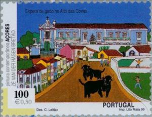 Stamp, Modern art, Azores,  , Mammals, Paintings, Cattle, Animals (Fauna)