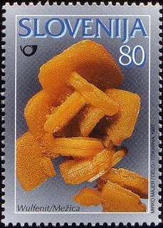 Stamp, Minerals - Wulfenit, Slovenia,  , Minerals