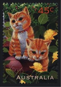 Stamp, Ginger Cat, Australia,  , Mammals, Cats, Animals (Fauna)