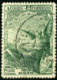 Stamp, Archangel Gabriel and Ship, Azores,  