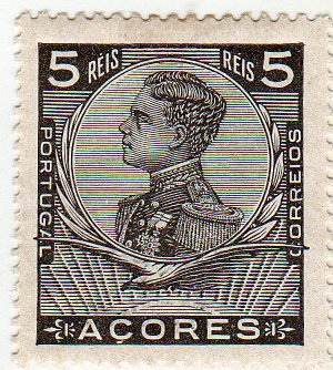 Stamp, King Emanuel II., Azores,  