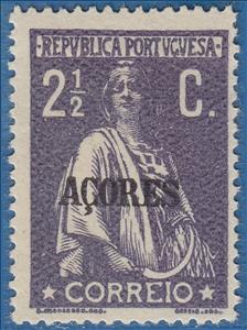 Stamp, Ceres Issue of Portugal Overprinted in Black or Carmine, Azores,  