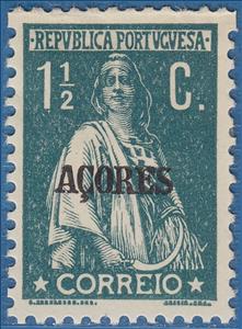 Stamp, Ceres Issue of Portugal Overprinted in Black or Carmine, Azores,  