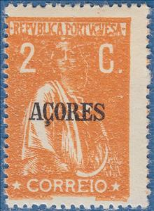 Stamp, Ceres Issue of Portugal Overprinted in Black or Carmine, Azores,  
