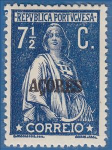 Stamp, Ceres Issue of Portugal Overprinted in Black or Carmine, Azores,  