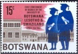 Stamp, University Buildings and Graduates, Botswana,  