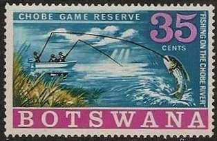Stamp, Fishing on the Chobe river, Botswana,  