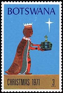 Stamp, King bringing gift, Botswana,  , Christmas