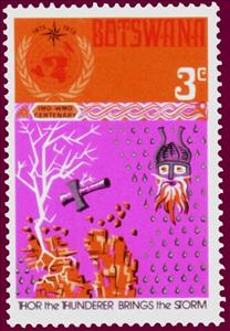 Stamp, Thor, Norse thunder god, Botswana,  