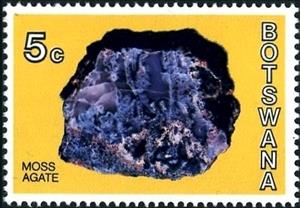 Stamp, Moss agate, Botswana,  , Minerals