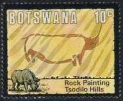 Stamp, Rhinoceros, Botswana,  , Rhinoceroses, Rock Art and Cave Paintings