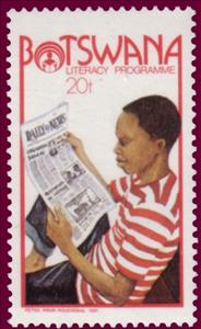 Stamp, Boy, newspaper, Botswana,  