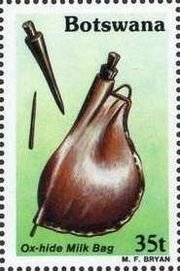 Stamp, Ox-hide milk bag, Botswana,  