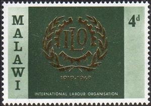 Stamp, ILO emblem, Malawi,  