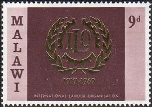 Stamp, ILO emblem, Malawi,  